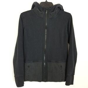 Athleta Fitted Victory Hoodie Jacket Size M Black Zip Up Athletic Casual